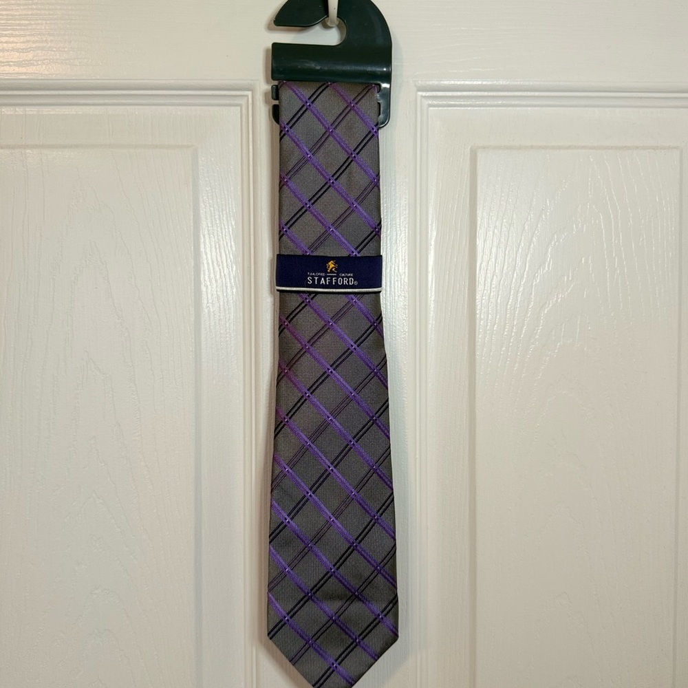 Stafford Purple Plaid Men's Tie